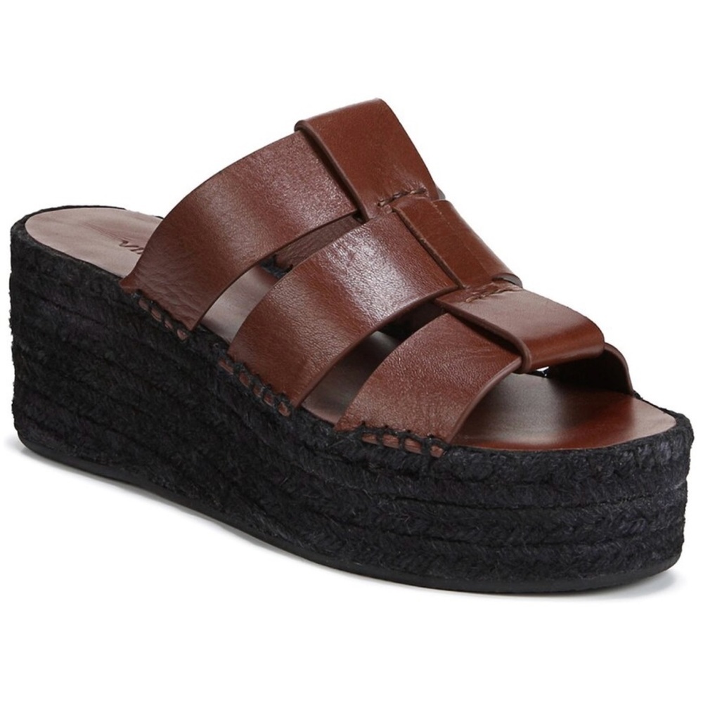 Vince Sabella Mahogany Brown Espadrille Wedge Sandals Platform Women Sz 9 NEW